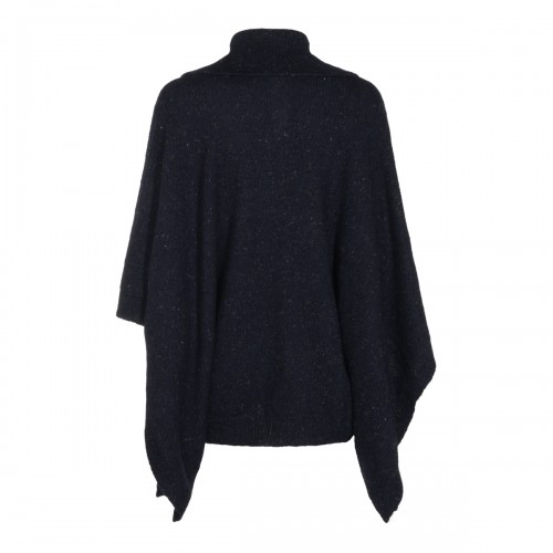 NIGHT BLUE WOOL BLEND CAPE