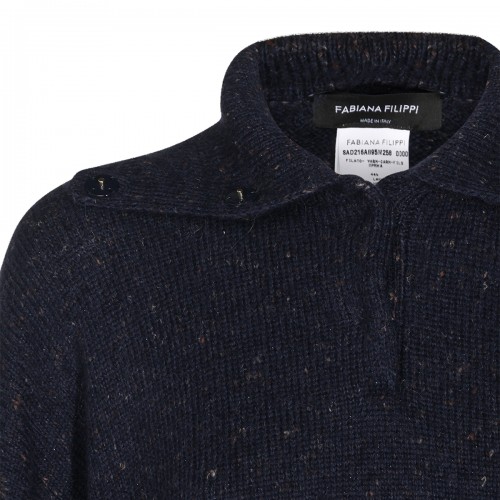 NIGHT BLUE WOOL BLEND CAPE