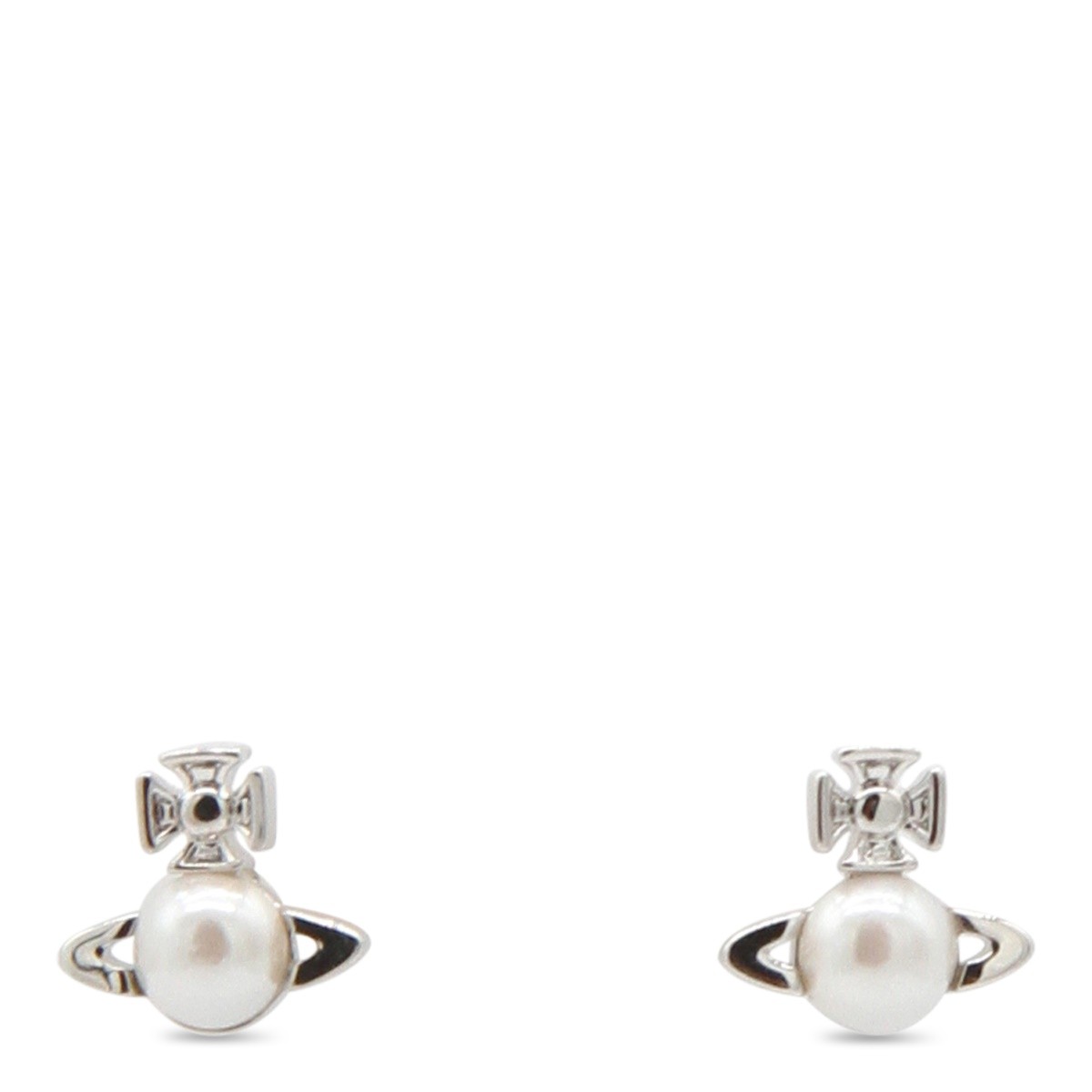 PLATINUM AND CREAM PEARLY BRASS EARRINGS