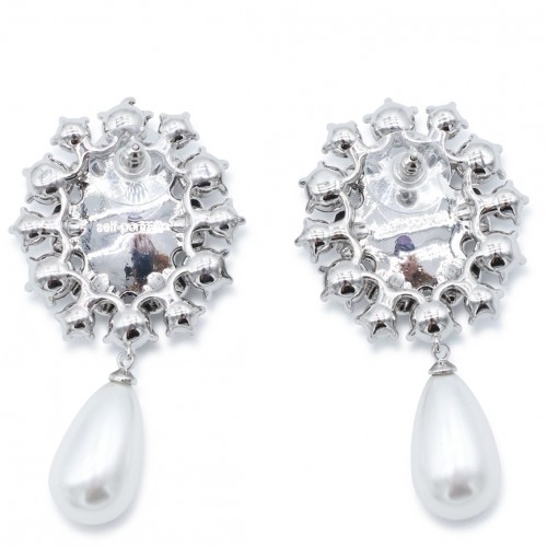 BLUE CRYSTAL PEARL DROPLET EARRINGS