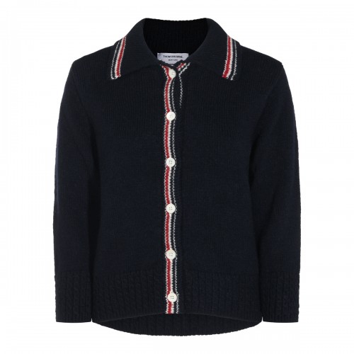 NAVY WOOL AND MOHAIR BLEND HECTOR CARDIGAN