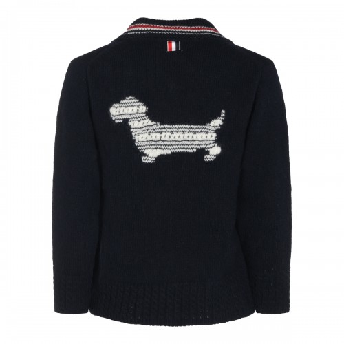 NAVY WOOL AND MOHAIR BLEND HECTOR CARDIGAN