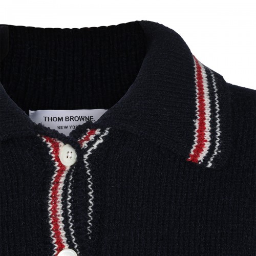 NAVY WOOL AND MOHAIR BLEND HECTOR CARDIGAN