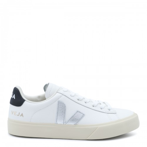 WHITE AND SILVER LEATHER CAMPO SNEAKERS