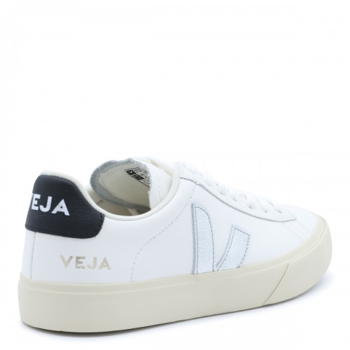 WHITE AND SILVER LEATHER CAMPO SNEAKERS
