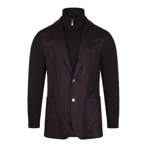 BORDEAUX WOOL ZIPPED BLAZER