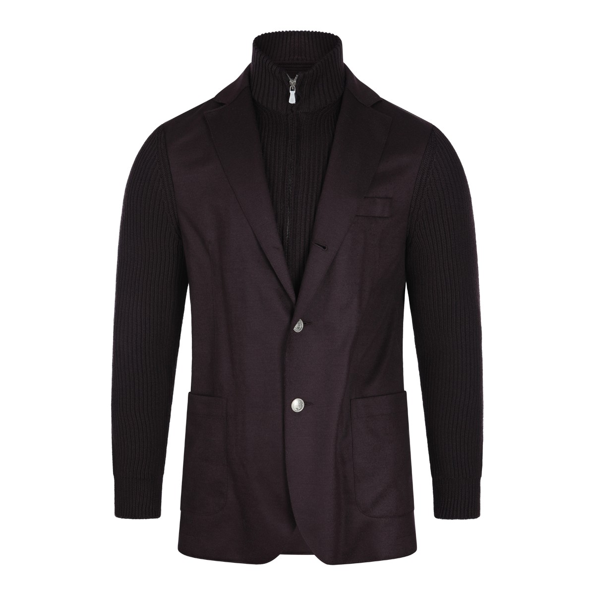 BORDEAUX WOOL ZIPPED BLAZER