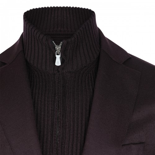BORDEAUX WOOL ZIPPED BLAZER