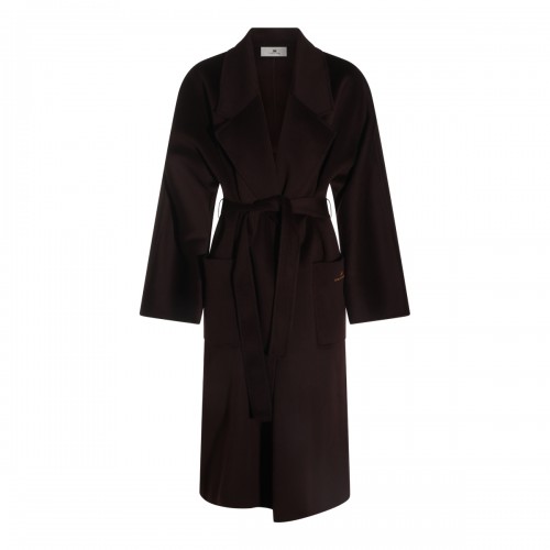 DARK CHOCOLATE WOOL LONG COAT