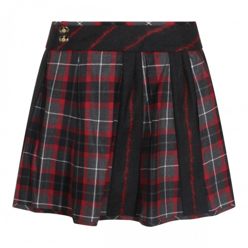 GREY AND RED WOOL SKIRT