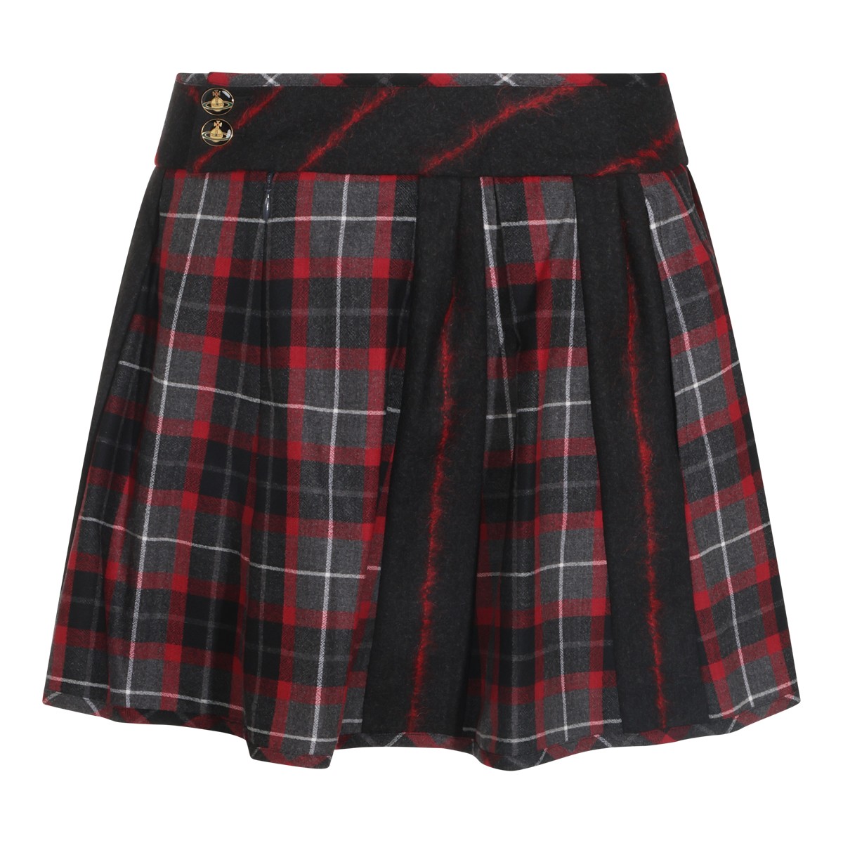 GREY AND RED WOOL SKIRT