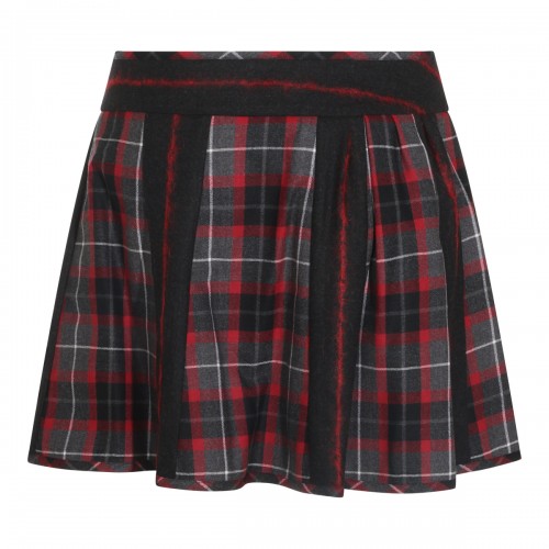 GREY AND RED WOOL SKIRT