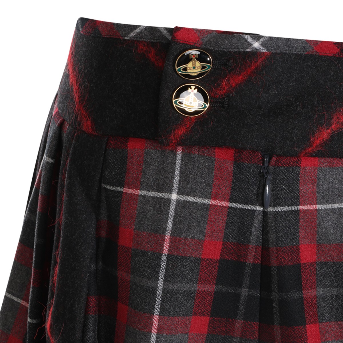 GREY AND RED WOOL SKIRT