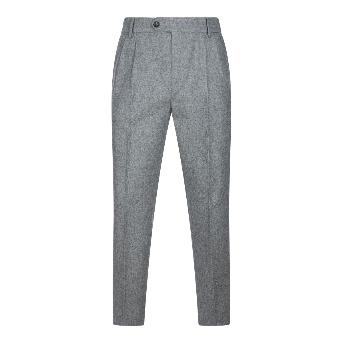 MID GREY WOOL AND COTTON BLEND PANTS
