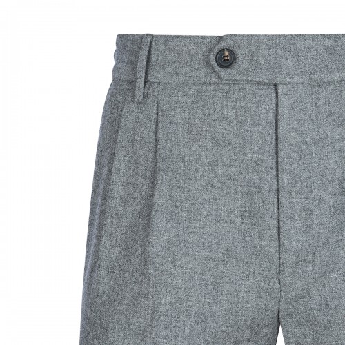 MID GREY WOOL AND COTTON BLEND PANTS