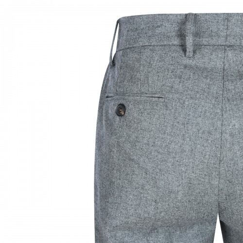 MID GREY WOOL AND COTTON BLEND PANTS