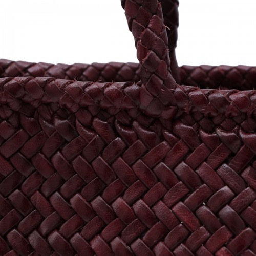 BORDEAUX LEATHER GRACE BASKET SMALL TOTE