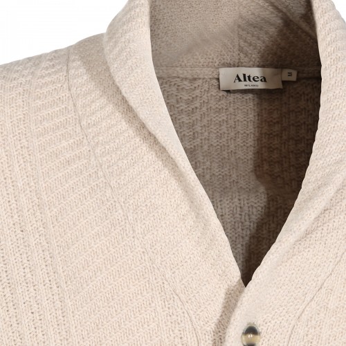 BEIGE VIRGIN WOOL AND CASHMERE BLEND CARDIGAN