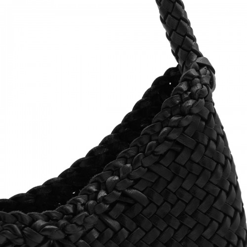 BLACK LEATHER NOVA LUNA SHOULDER BAG