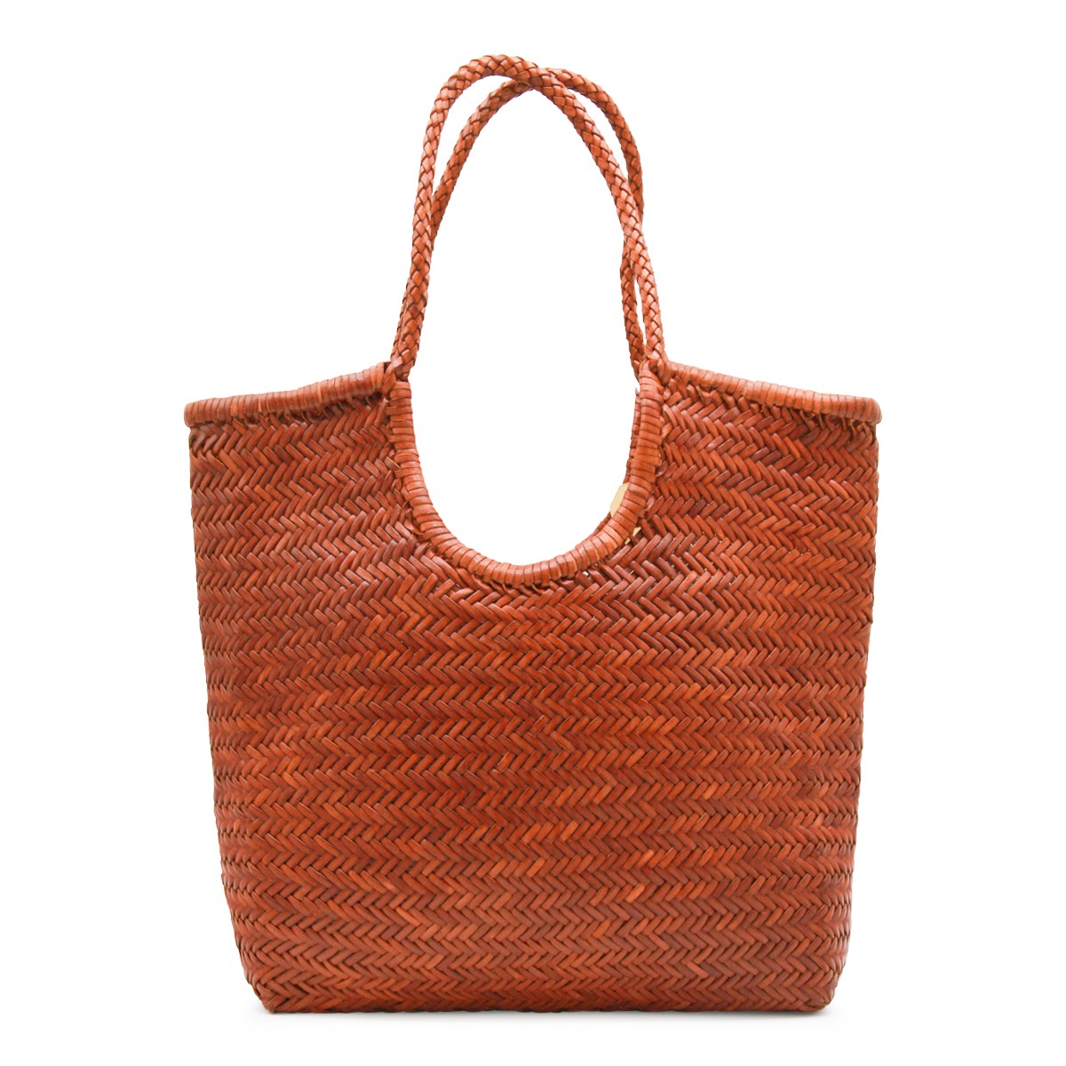 DARK ORANGE LEATHER DIAGONAL TOTE