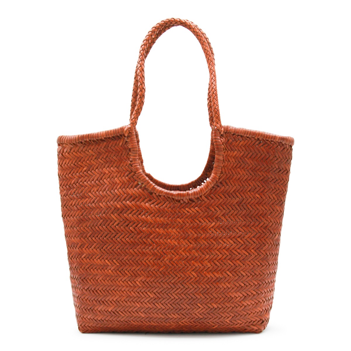 DARK ORANGE LEATHER DIAGONAL TOTE