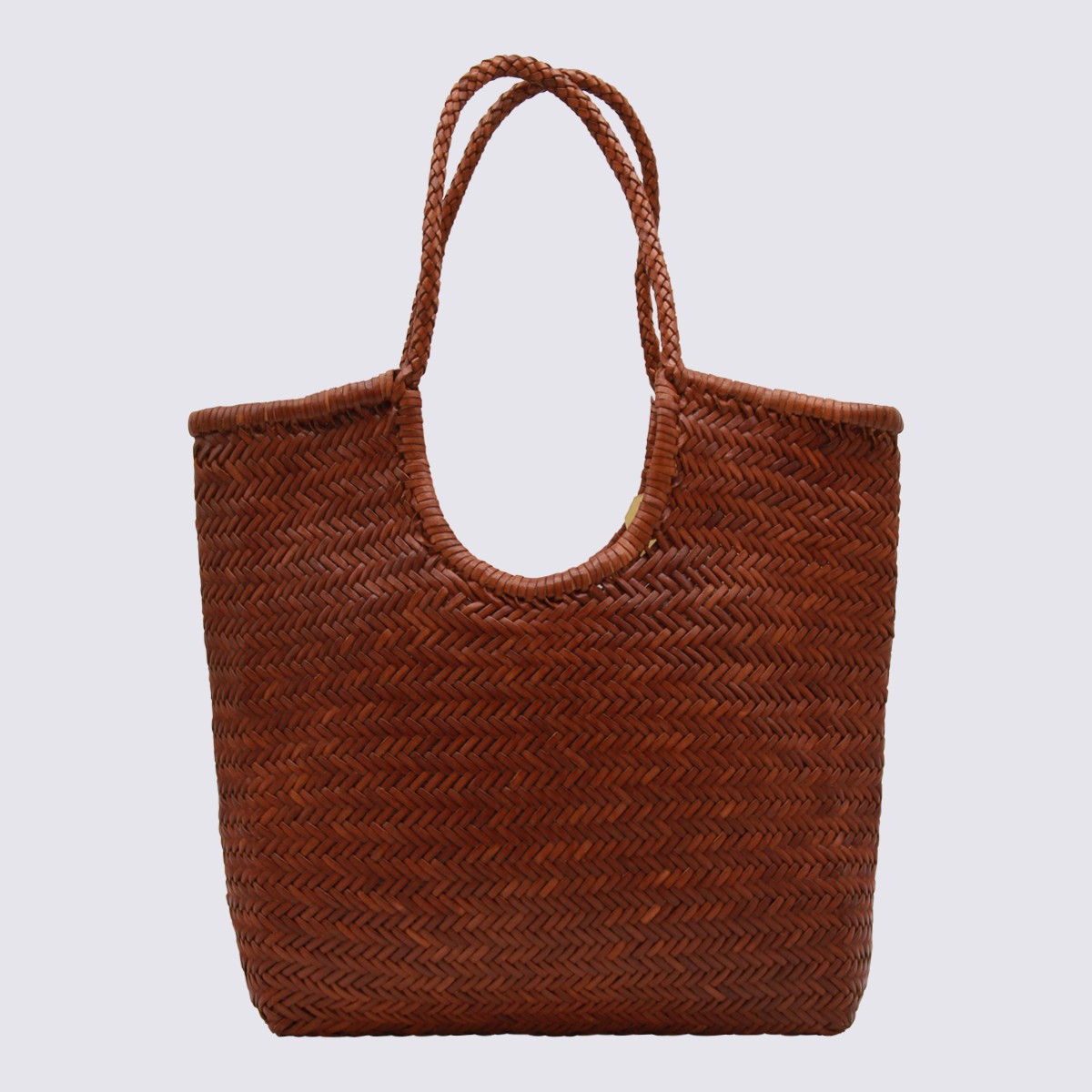DARK ORANGE LEATHER DIAGONAL TOTE