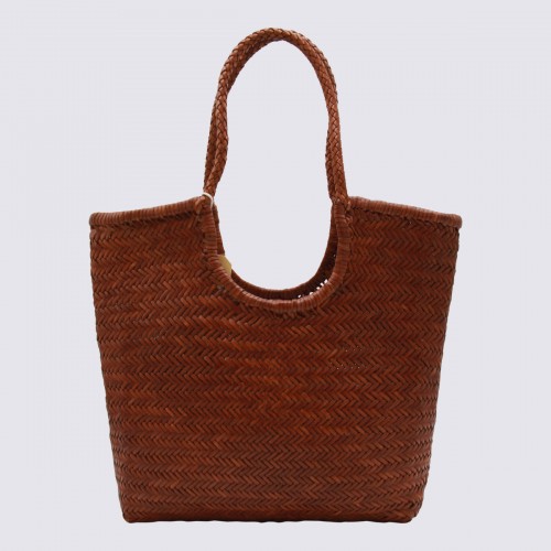DARK ORANGE LEATHER DIAGONAL TOTE