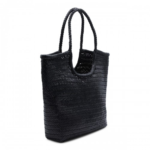 BLACK LEATHER DIAGONAL TOTE 2