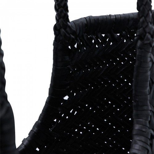 BLACK LEATHER DIAGONAL TOTE