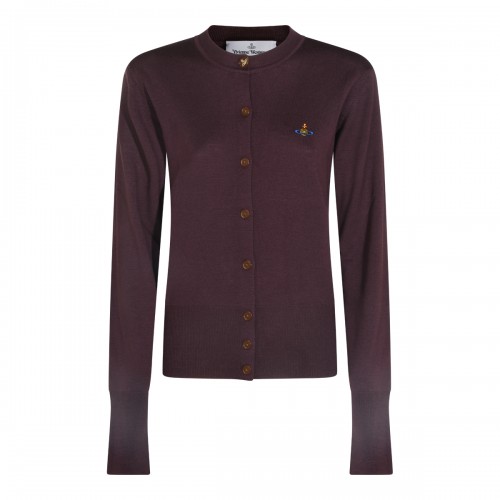 DARK MAHOGANY WOOL BEA CARDIGAN