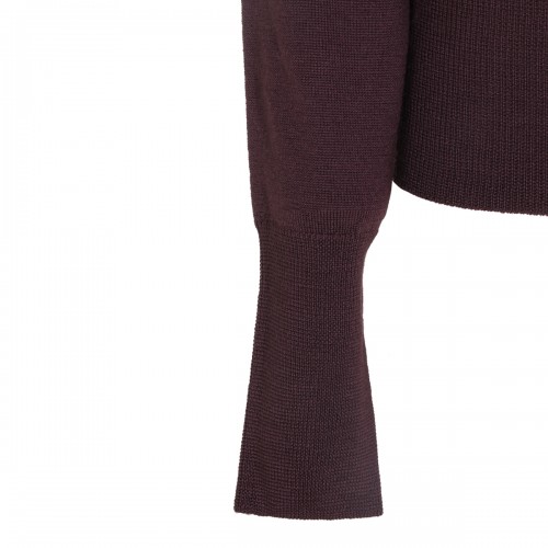 DARK MAHOGANY WOOL BEA CARDIGAN