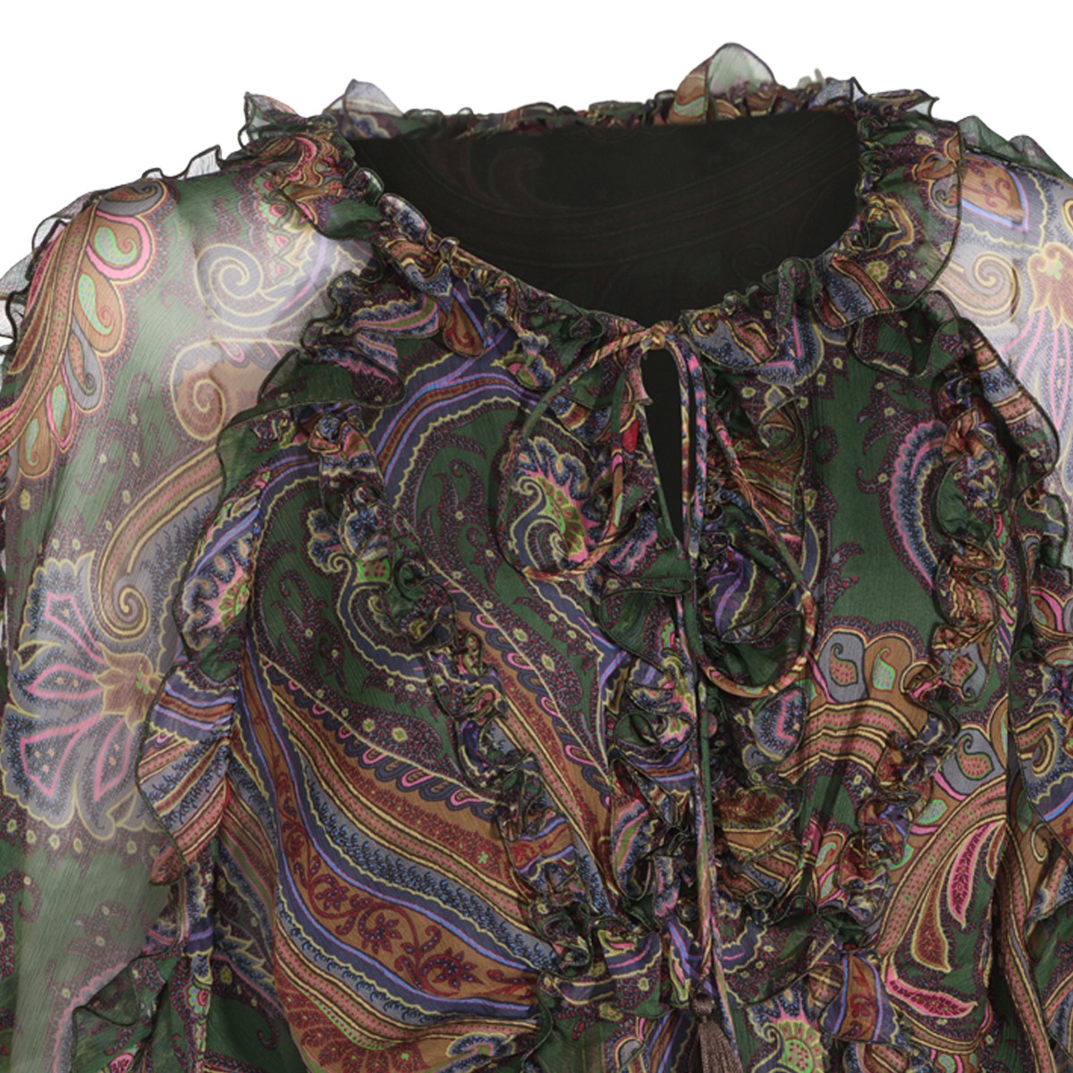 MULTICOLOR SILK PAISLEY LONG DRESS
