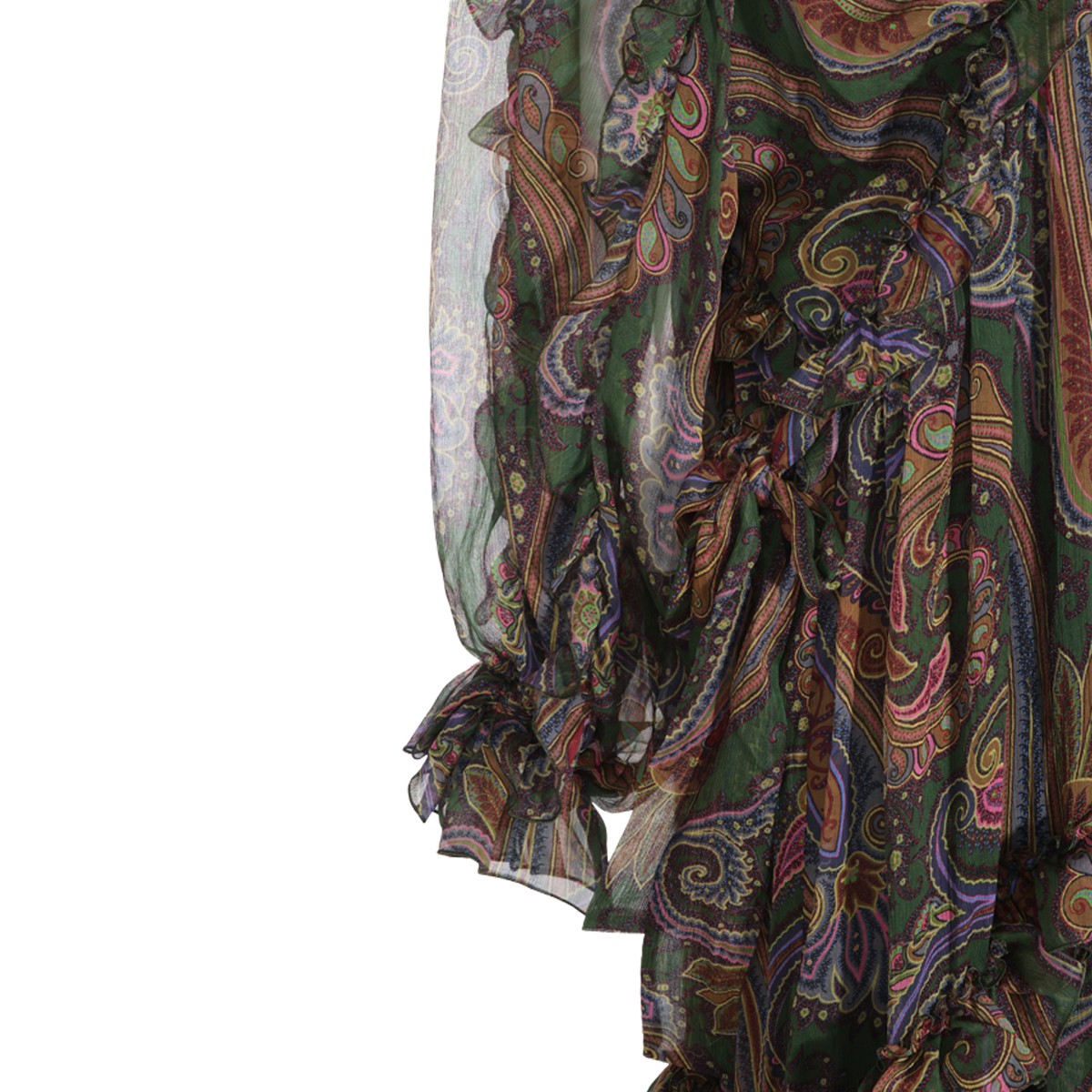MULTICOLOR SILK PAISLEY LONG DRESS