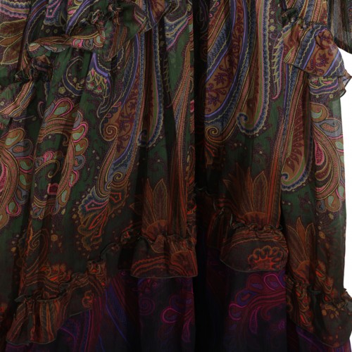 MULTICOLOR SILK PAISLEY LONG DRESS