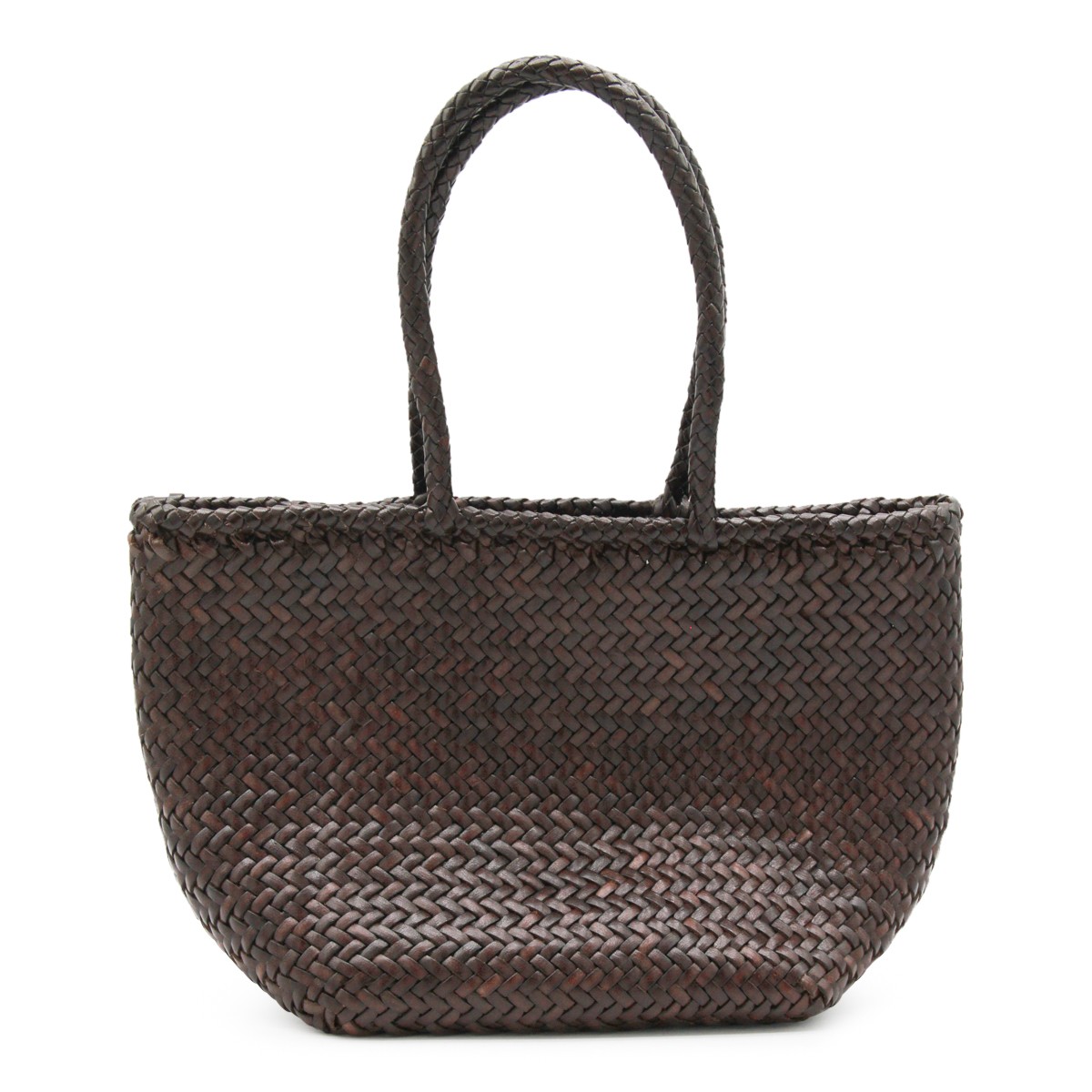 DARK BROWN LEATHER GRACE SMALL TOTE BAG