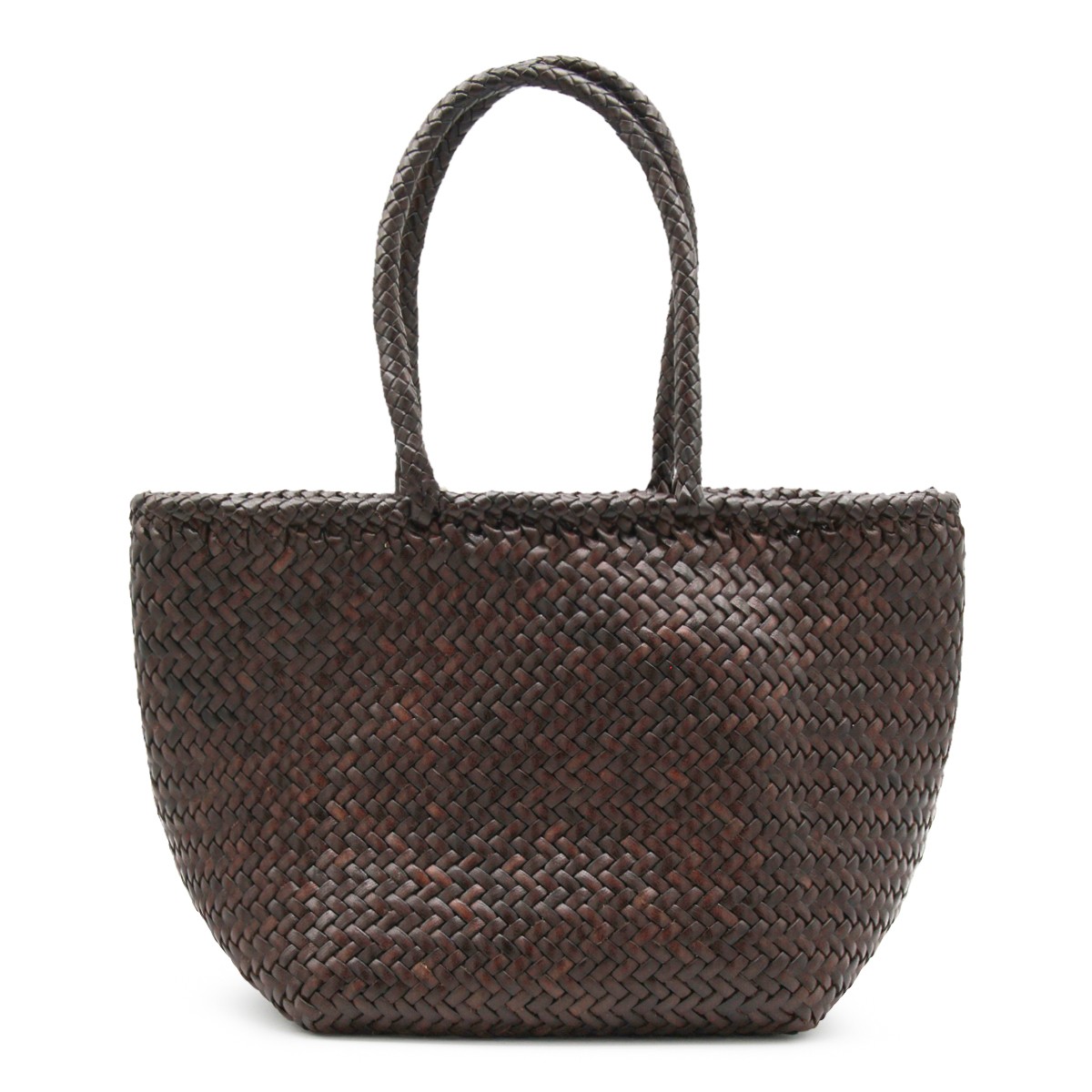 DARK BROWN LEATHER GRACE SMALL TOTE BAG
