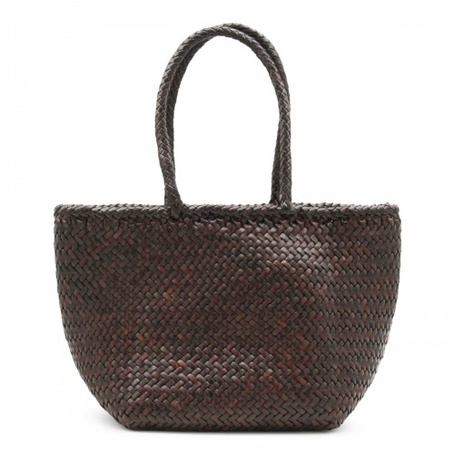 DARK BROWN LEATHER GRACE SMALL TOTE BAG