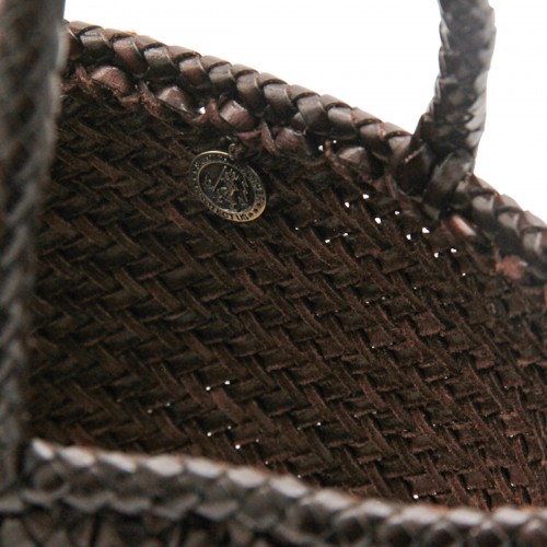 DARK BROWN LEATHER GRACE SMALL TOTE BAG