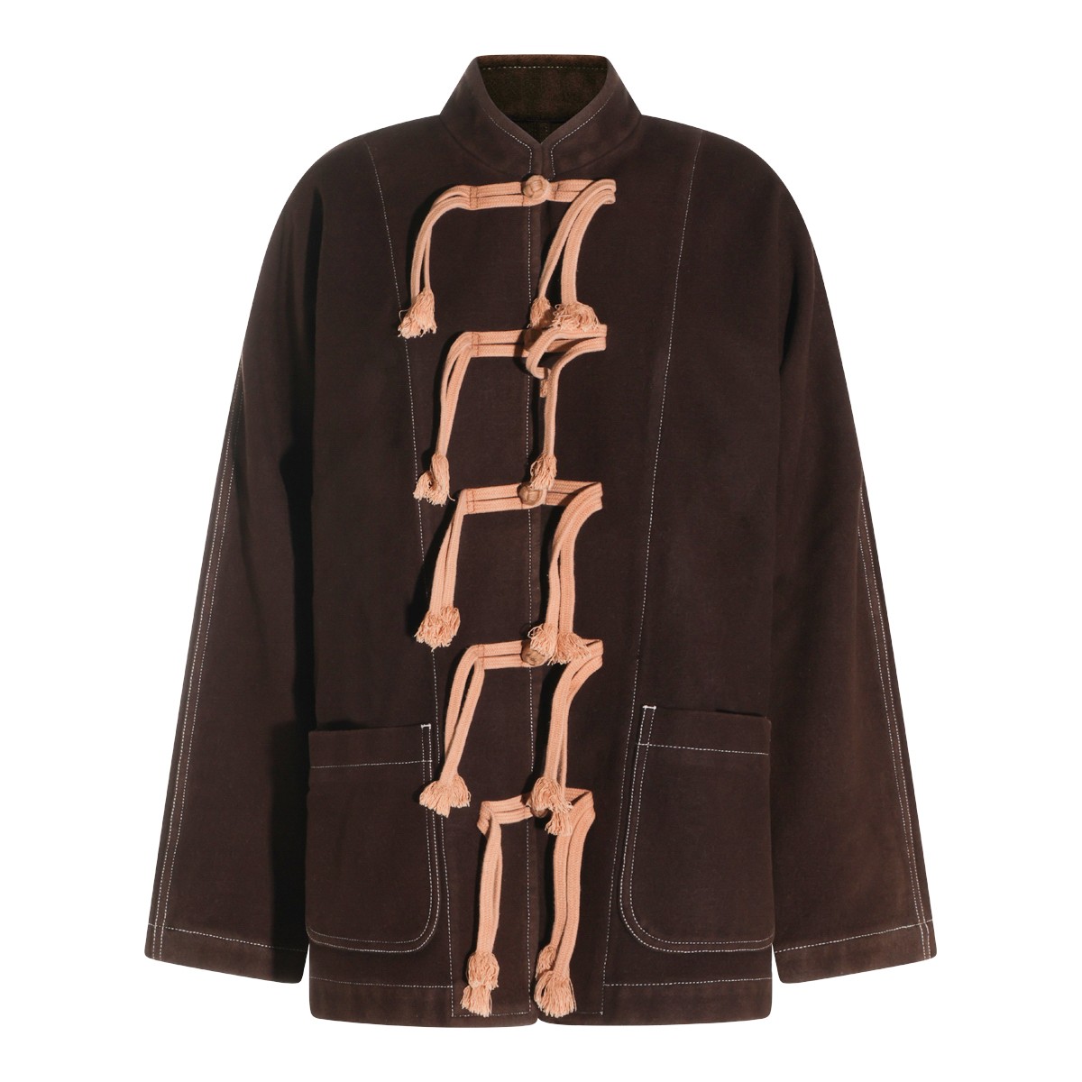 BROWN WOOL BLEND KIPPY CASUAL JACKET