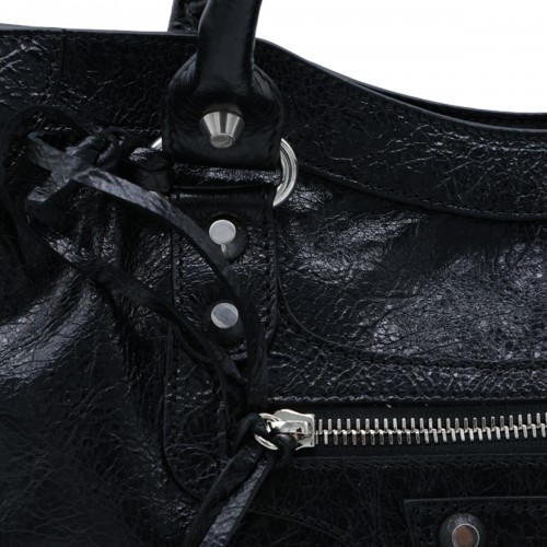 BLACK LEATHER LE CITY MEDIUM TOP HANDLE BAG