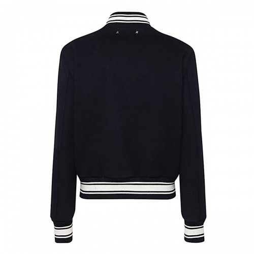 BLACK WOOL BLEND BOMBER JACKET 2