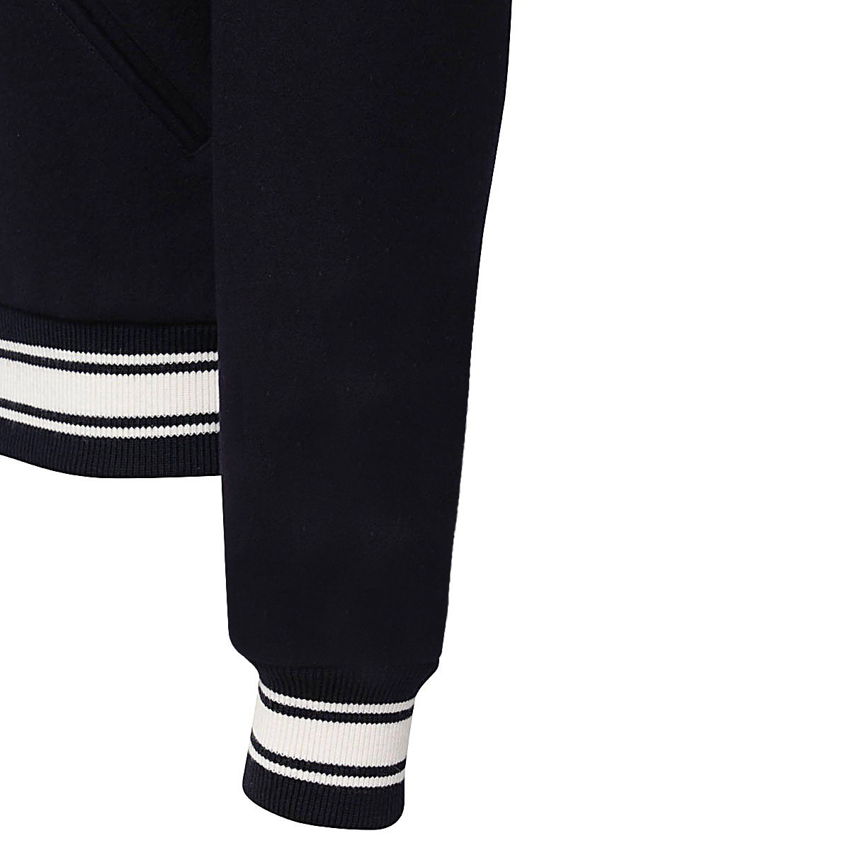 BLACK WOOL BLEND BOMBER JACKET