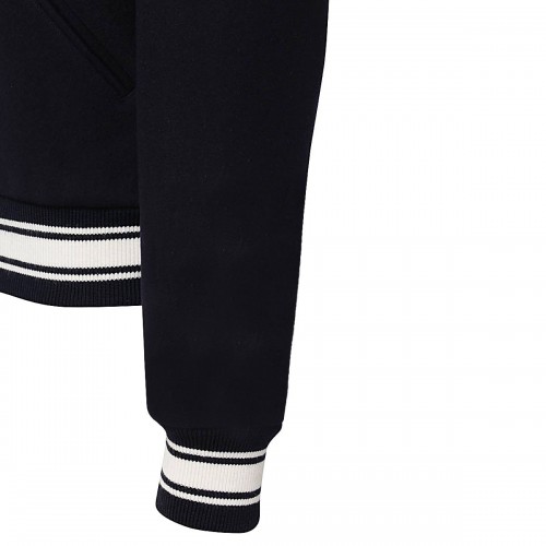 BLACK WOOL BLEND BOMBER JACKET