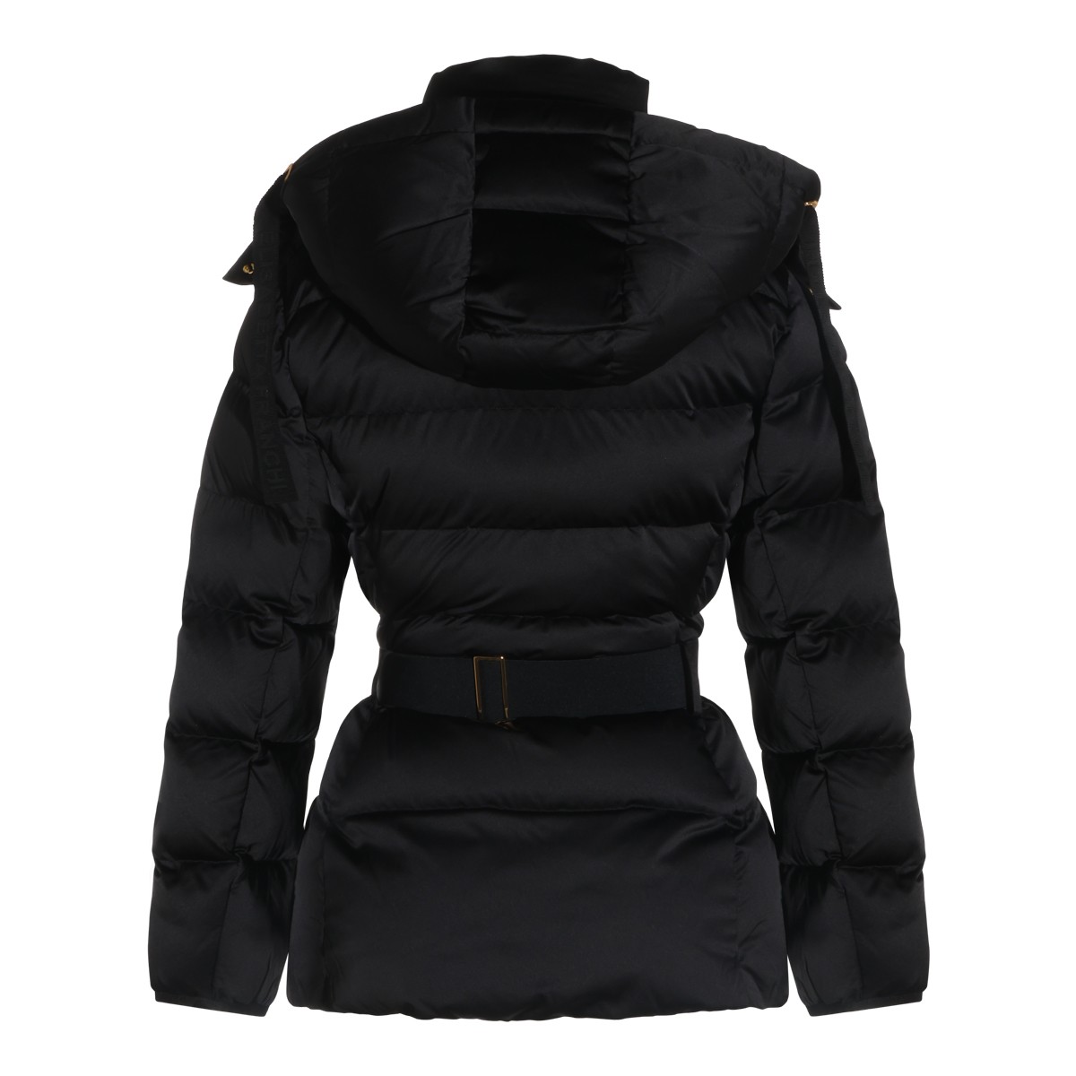 BLACK PUFFER BELTED DOWN JACKET