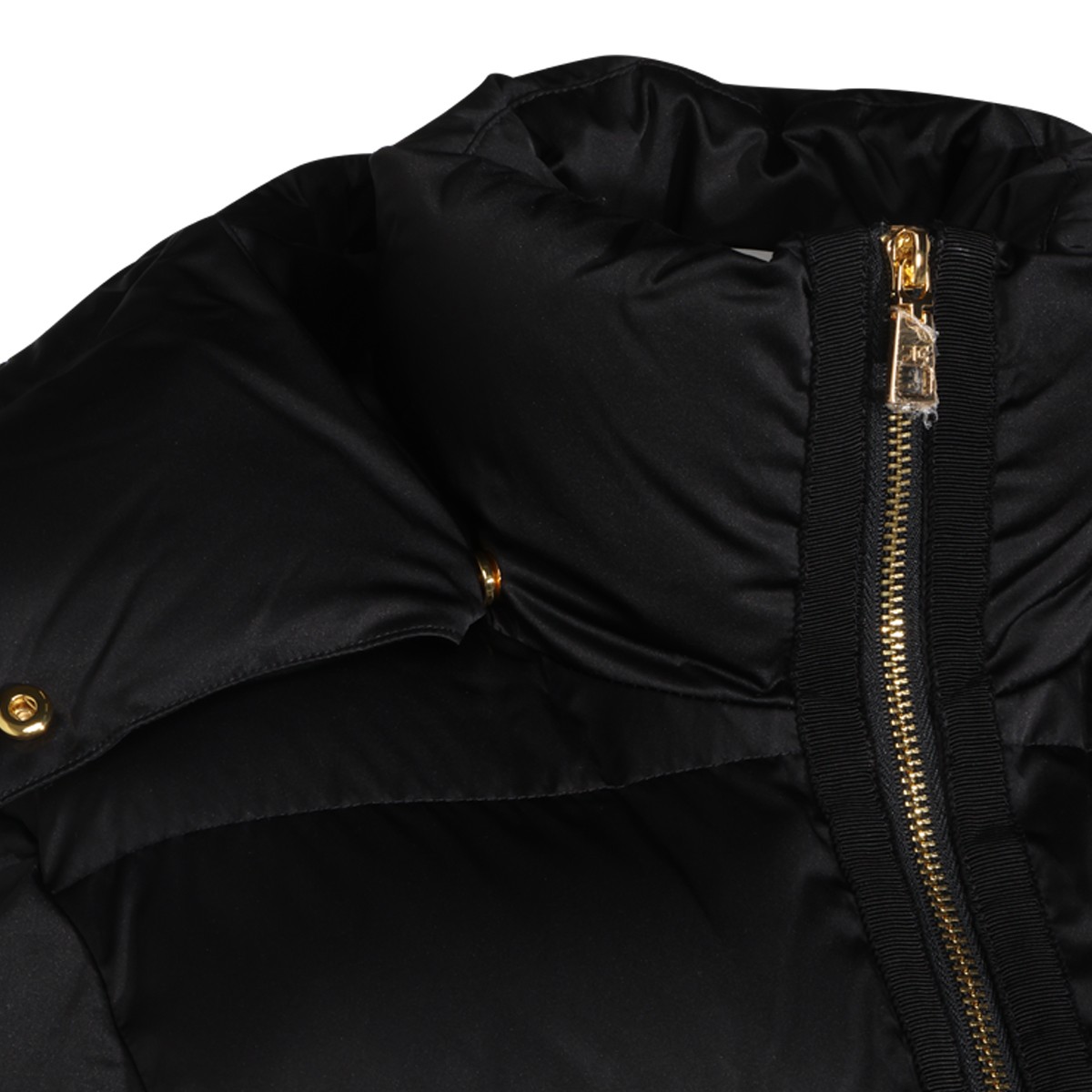 BLACK PUFFER BELTED DOWN JACKET