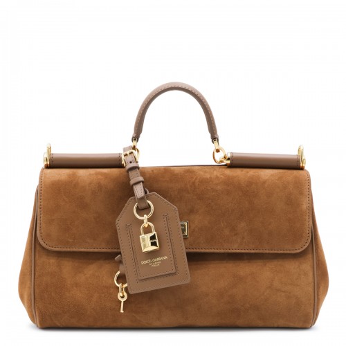 CAMEL LEATHER TOP HANDLE BAG