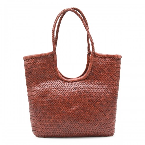 BROWN LEATHER DIAGONAL TOTE