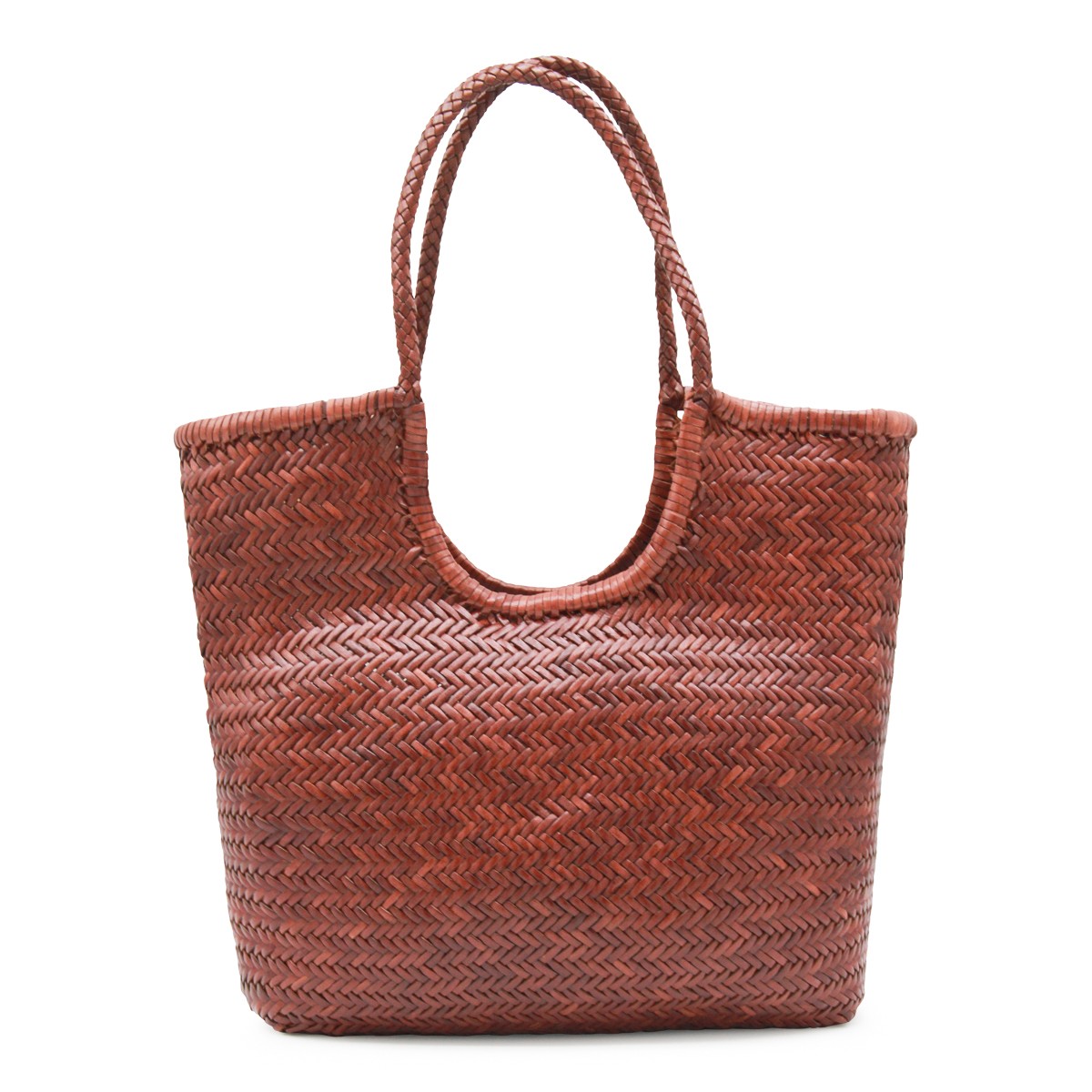 BROWN LEATHER DIAGONAL TOTE
