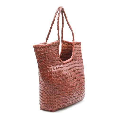 BROWN LEATHER DIAGONAL TOTE