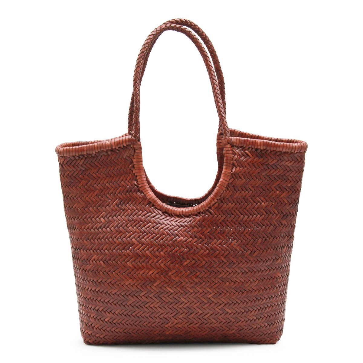 BROWN LEATHER DIAGONAL TOTE